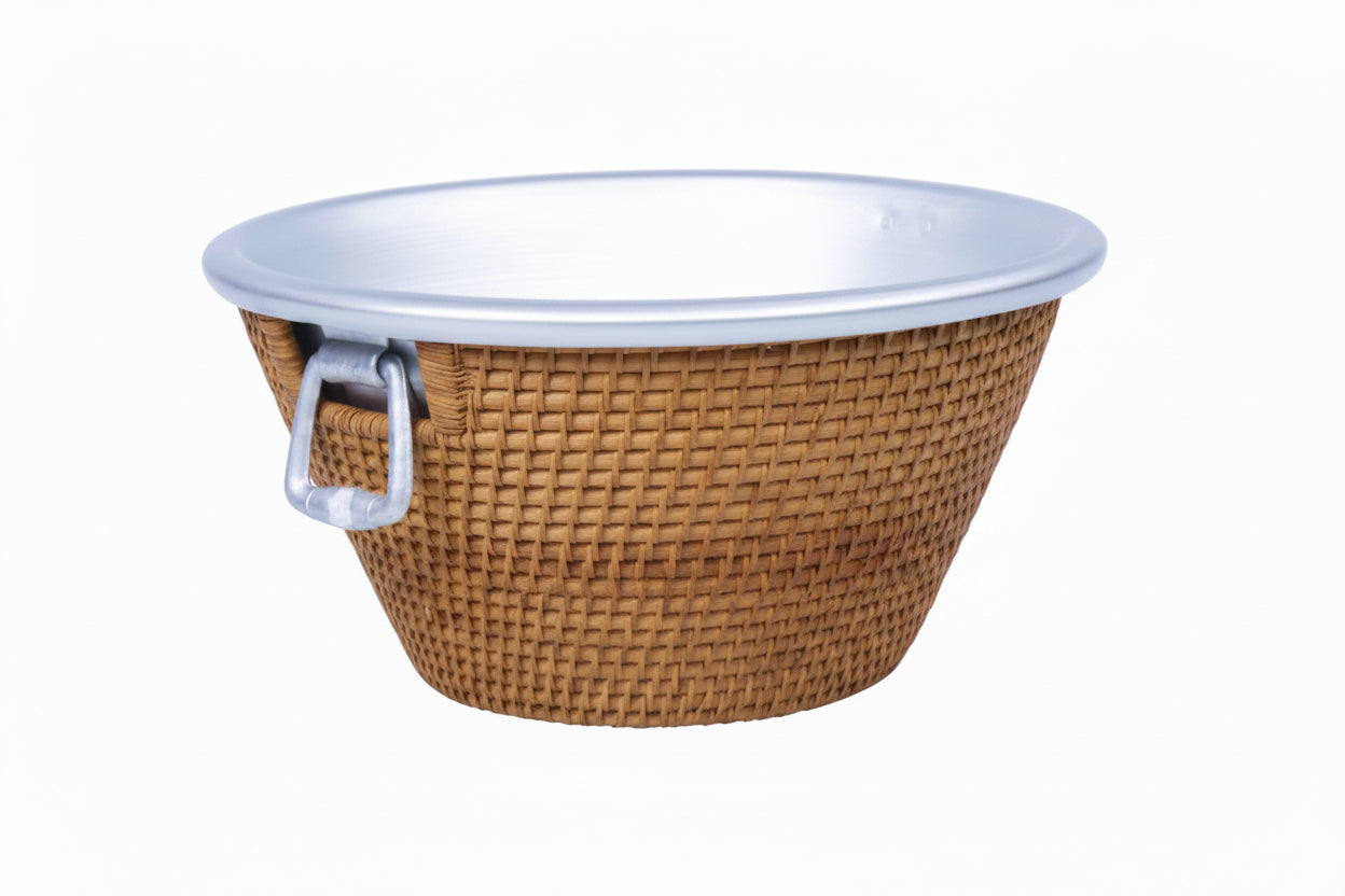 RATTAN CHAMPAGNE BUCKET WITH ALUMINIUM LINER