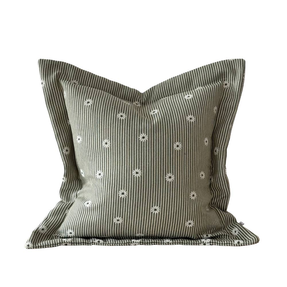Daisy Sage and Cream Stripe Cushion 45x45
