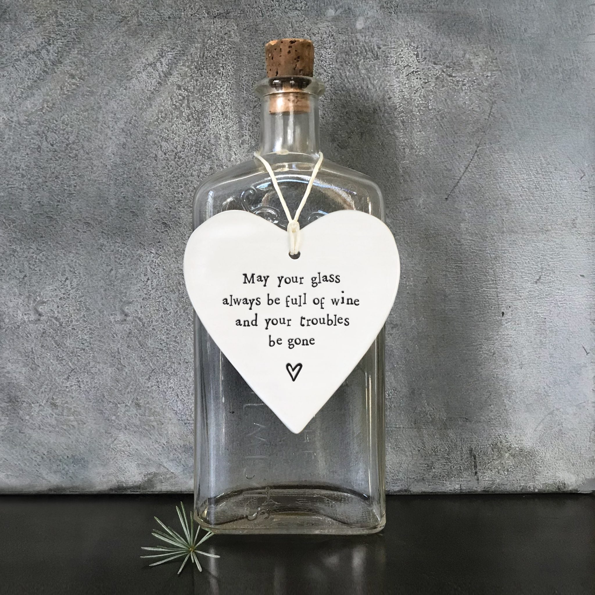 Porcelain round heart-May your glass be full