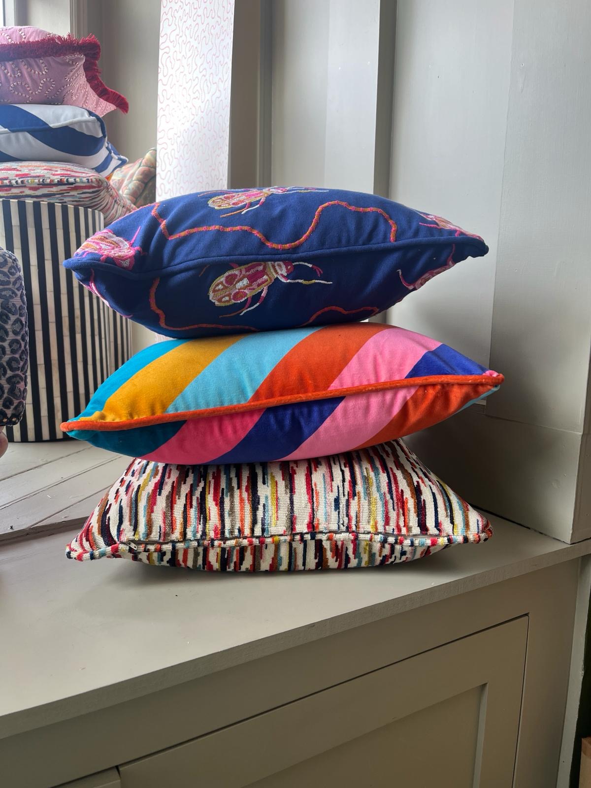 Bespoke - Sophie Robinson White and Blue Striped Cushion