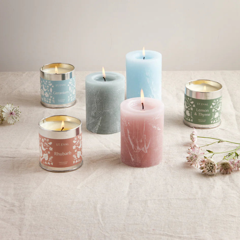 St Eval - Rhubarb, Summer Folk 3”x4” Scented Pillar candle