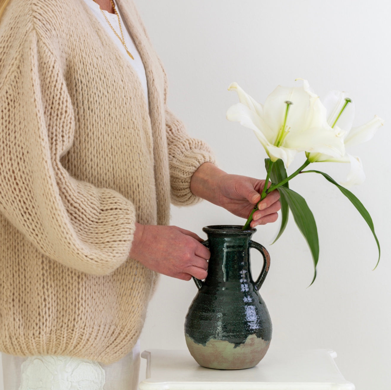 Dipped Stone Vase with Handles