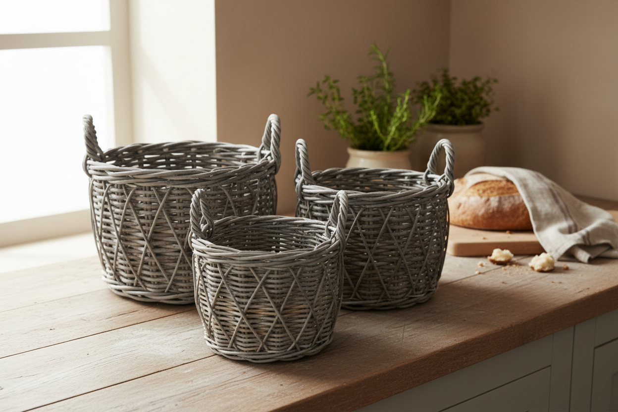 Round Baskets With Handles - Small