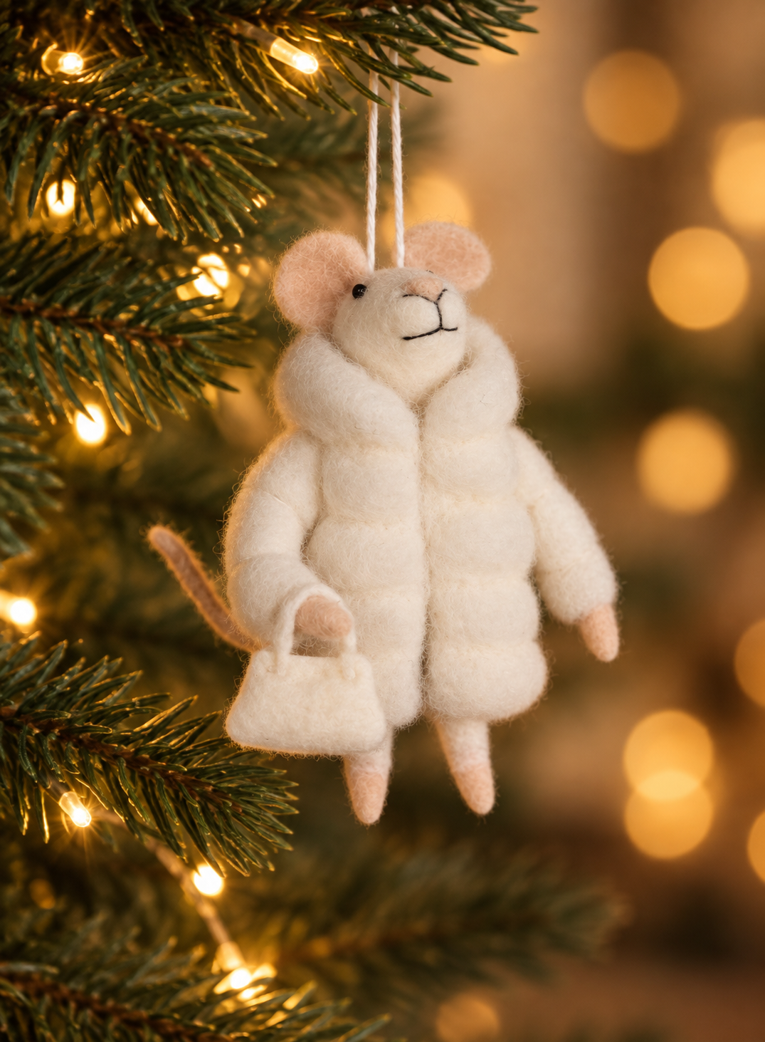 Mouse with furs - felt decoration