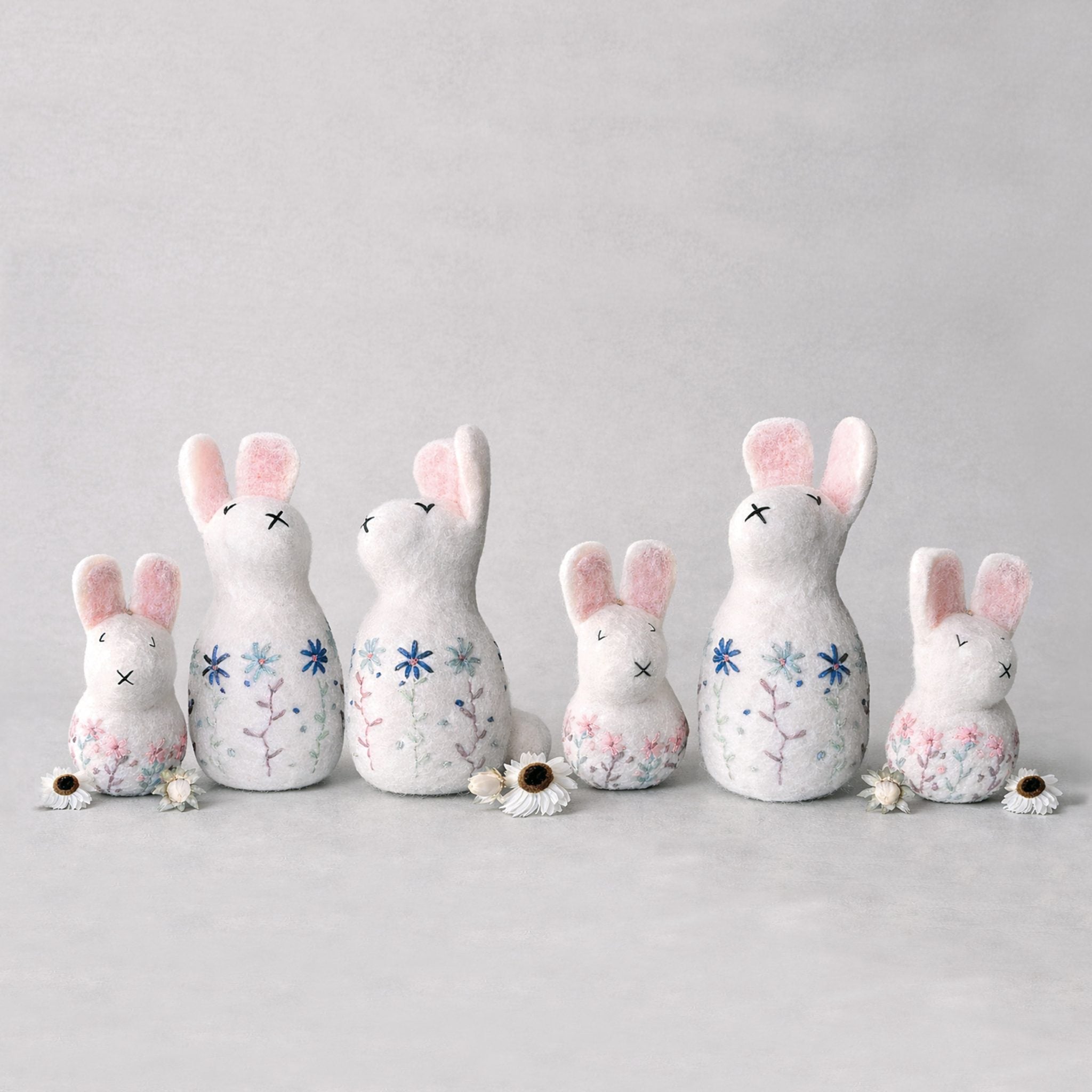 Folk art embroidered round rabbit