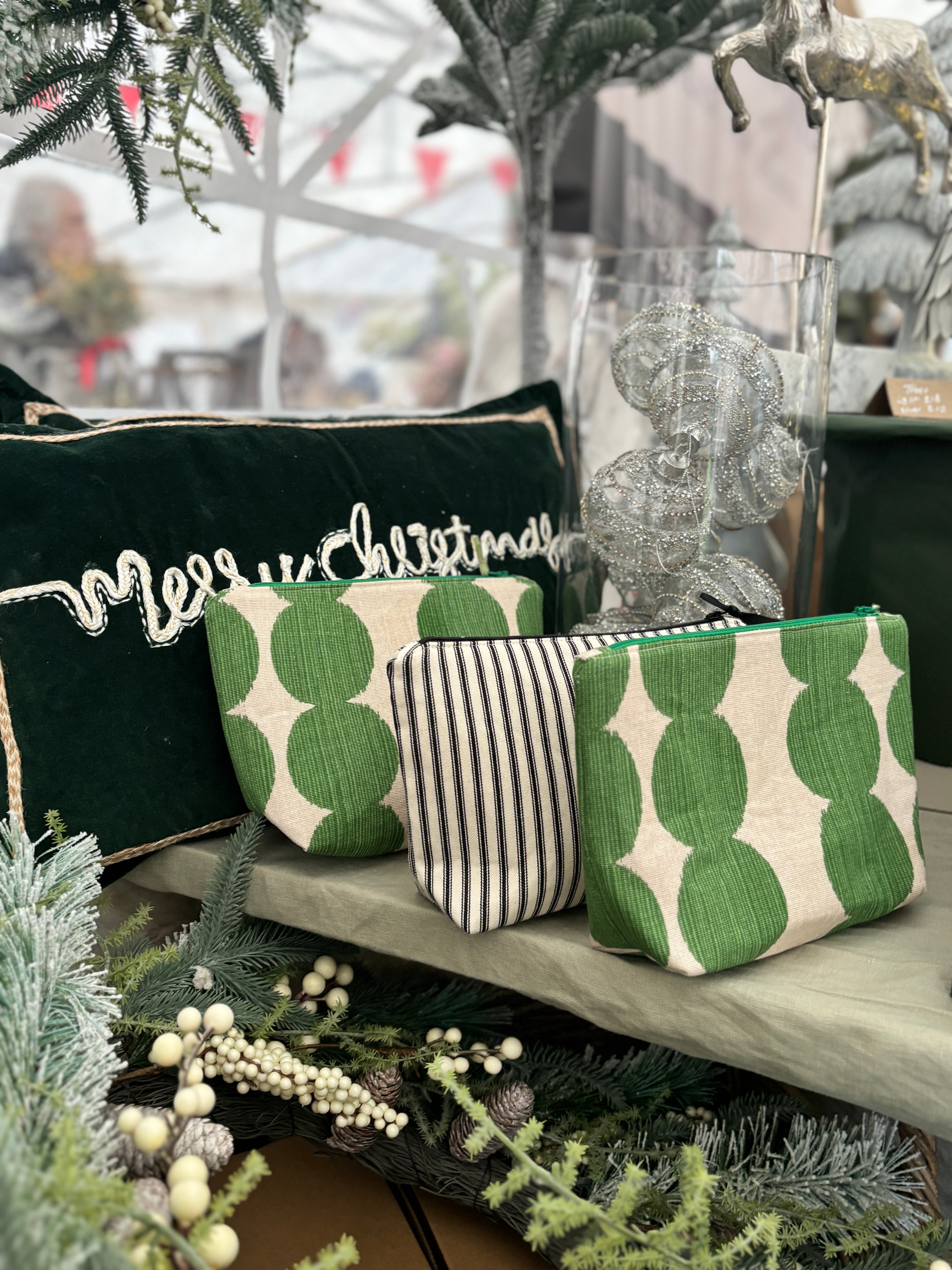 B&W striped toiletry bag