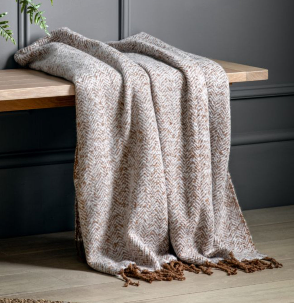 Duncan Herringbone Mohair Throw