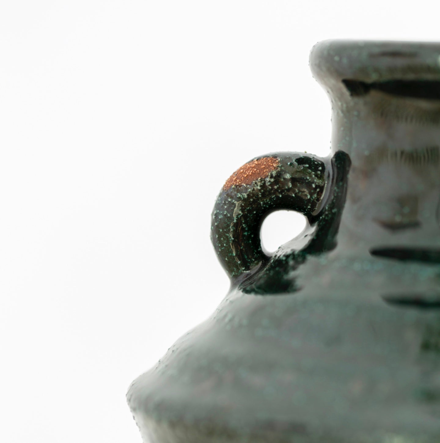 Dipped Stone Vase with Handles - Seaweed Green