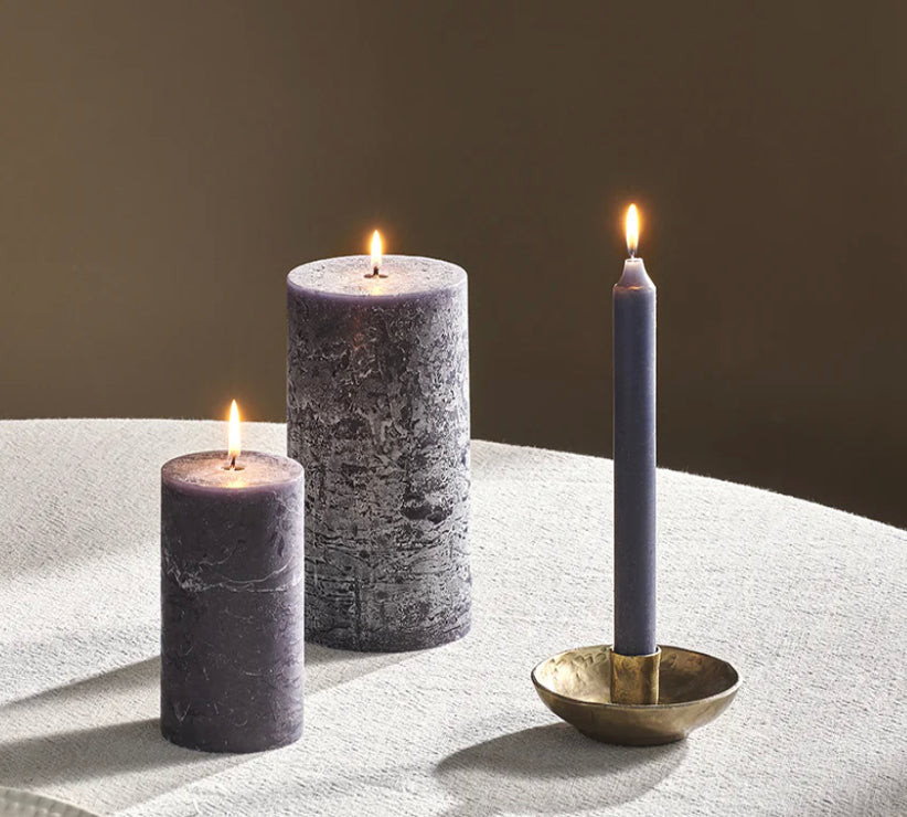 Rustic Soy Blend Dinner Candle - Charcoal- (Set of 2)