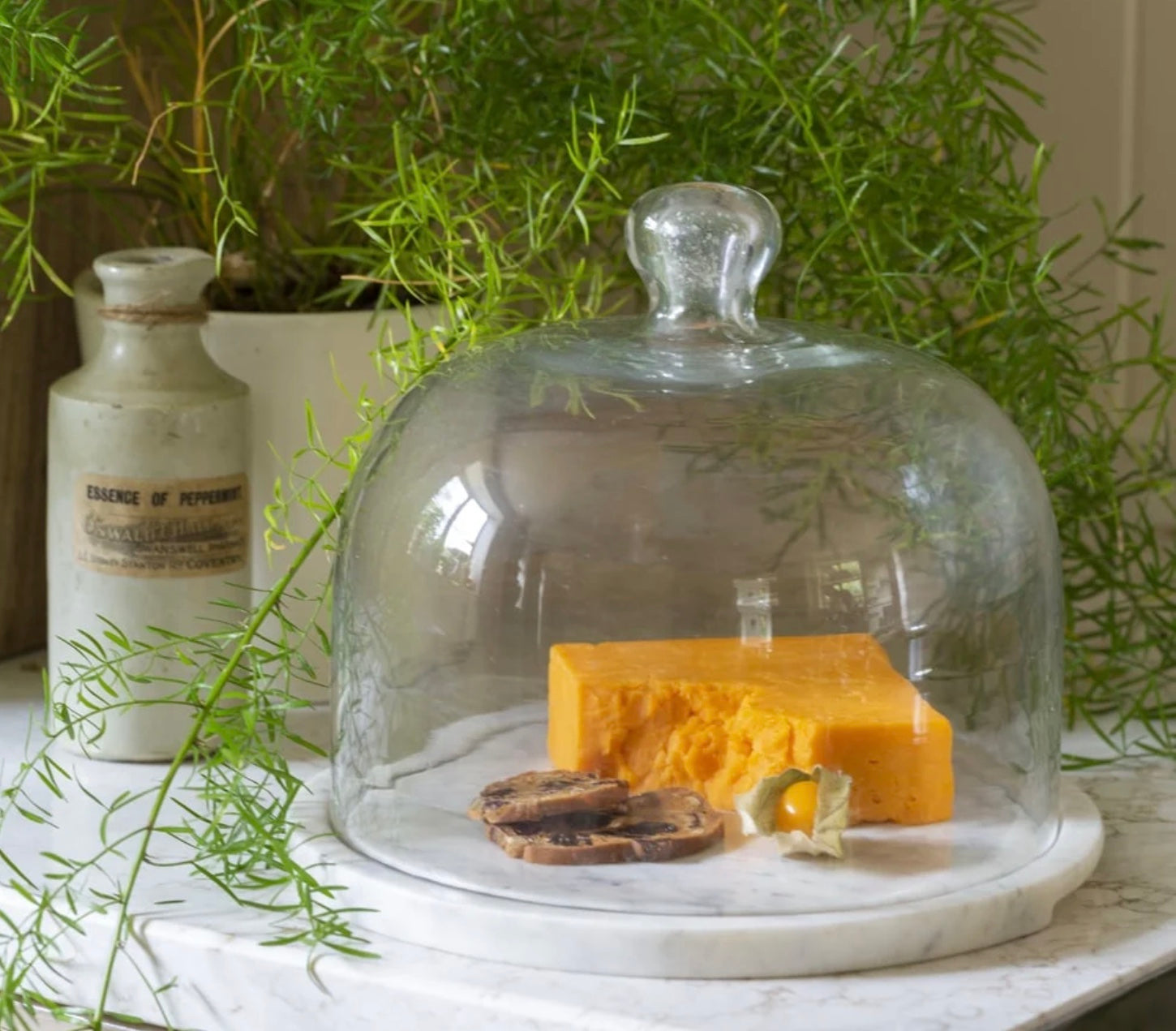 Glass Cloche with Marble Base
