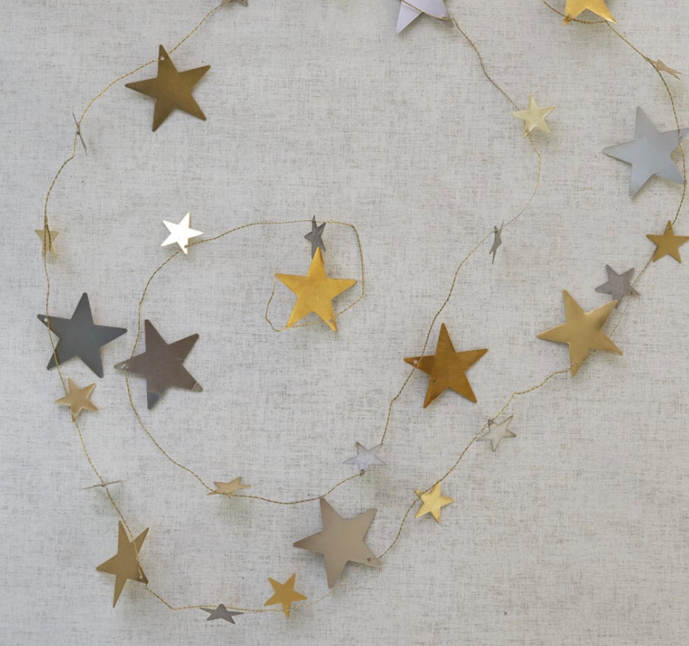 Star Garland - Antique Silver & Gold