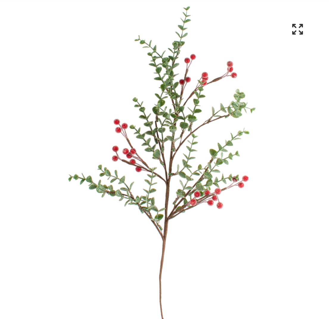 Frosted Winter Red Berry Spray