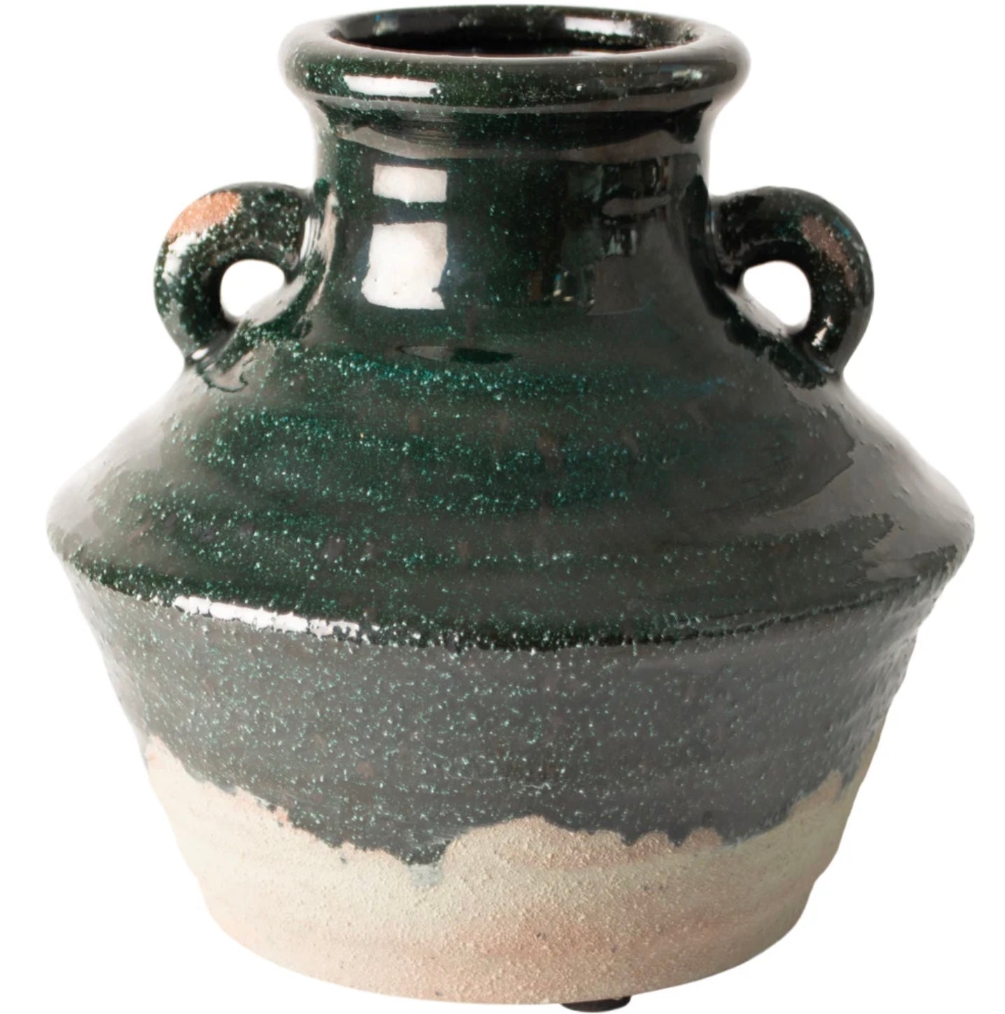 Dipped Stone Vase with Handles - Seaweed Green