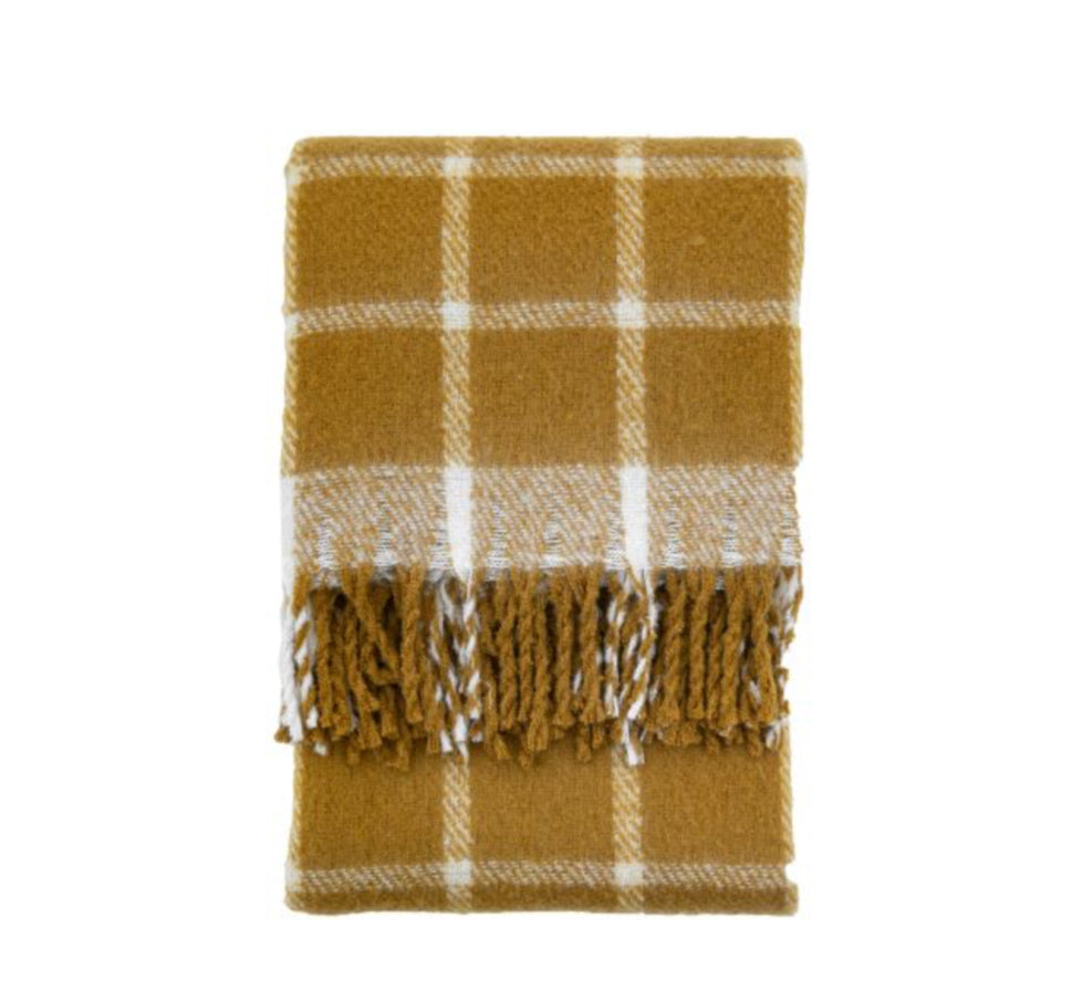 Archie Poly Mohair Throw - Mustard