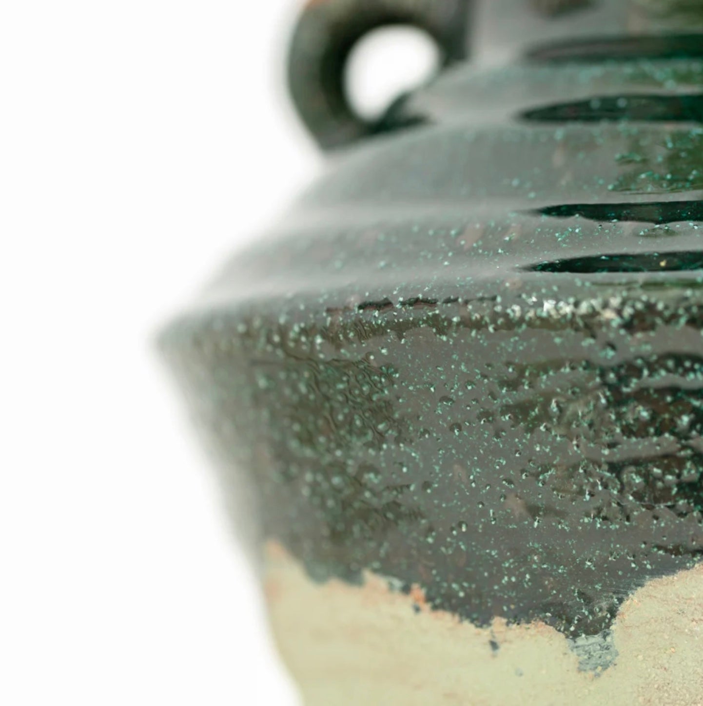 Dipped Stone Vase with Handles - Seaweed Green