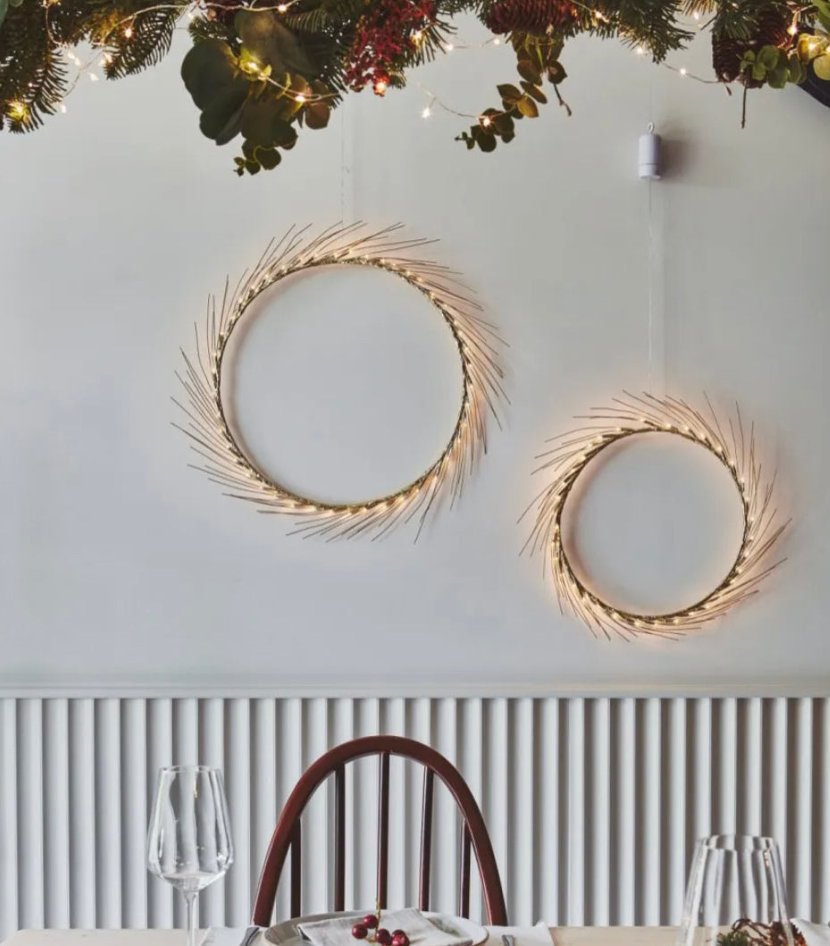 Halo Gold Wreath - 35cm (Battery)