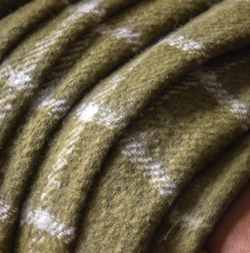Archie Poly Mohair Throw - Moss