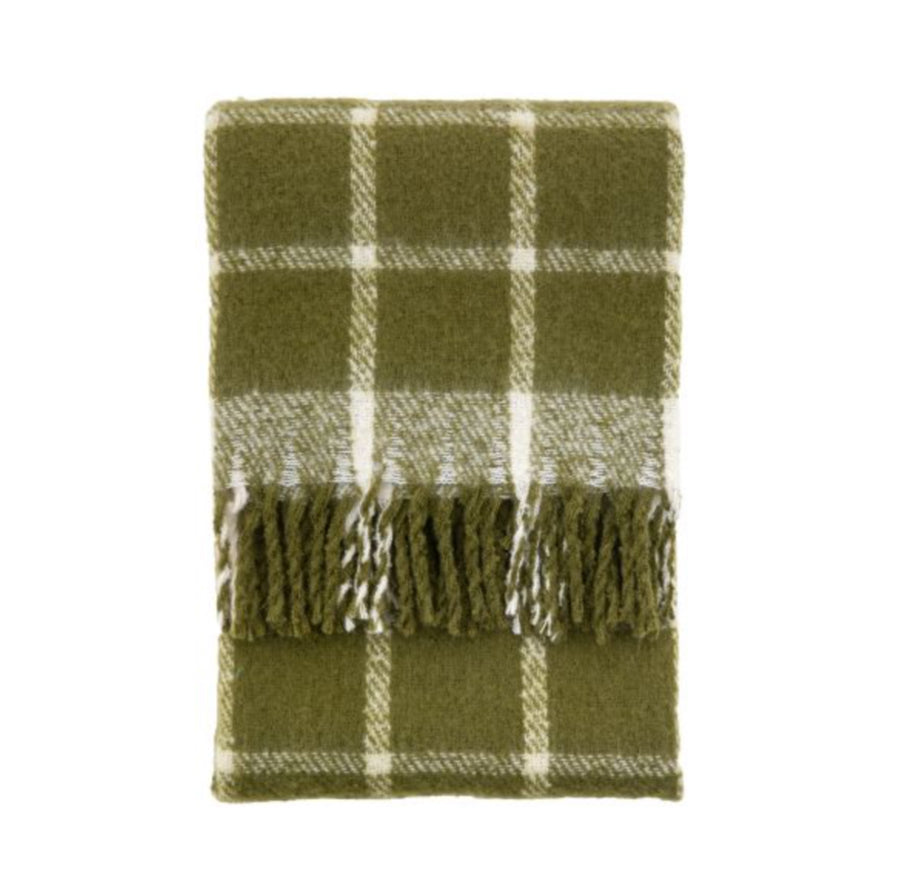 Archie Poly Mohair Throw - Moss