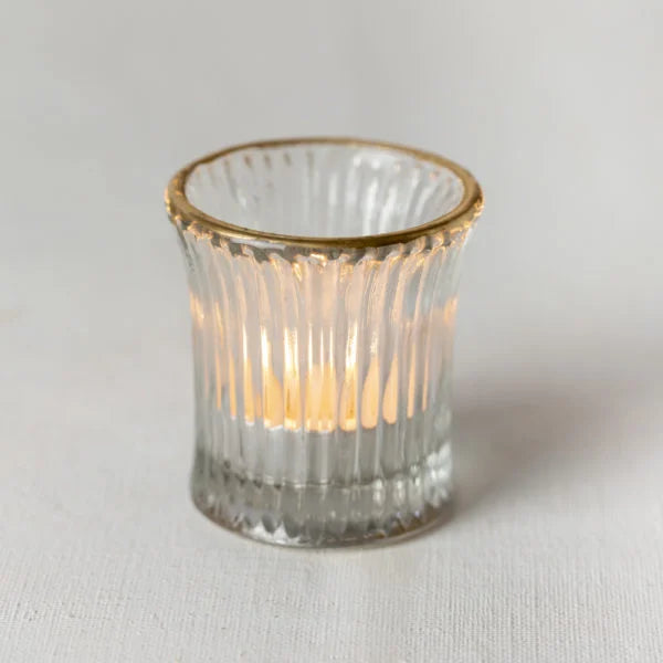 Tealight fluted with gold edge