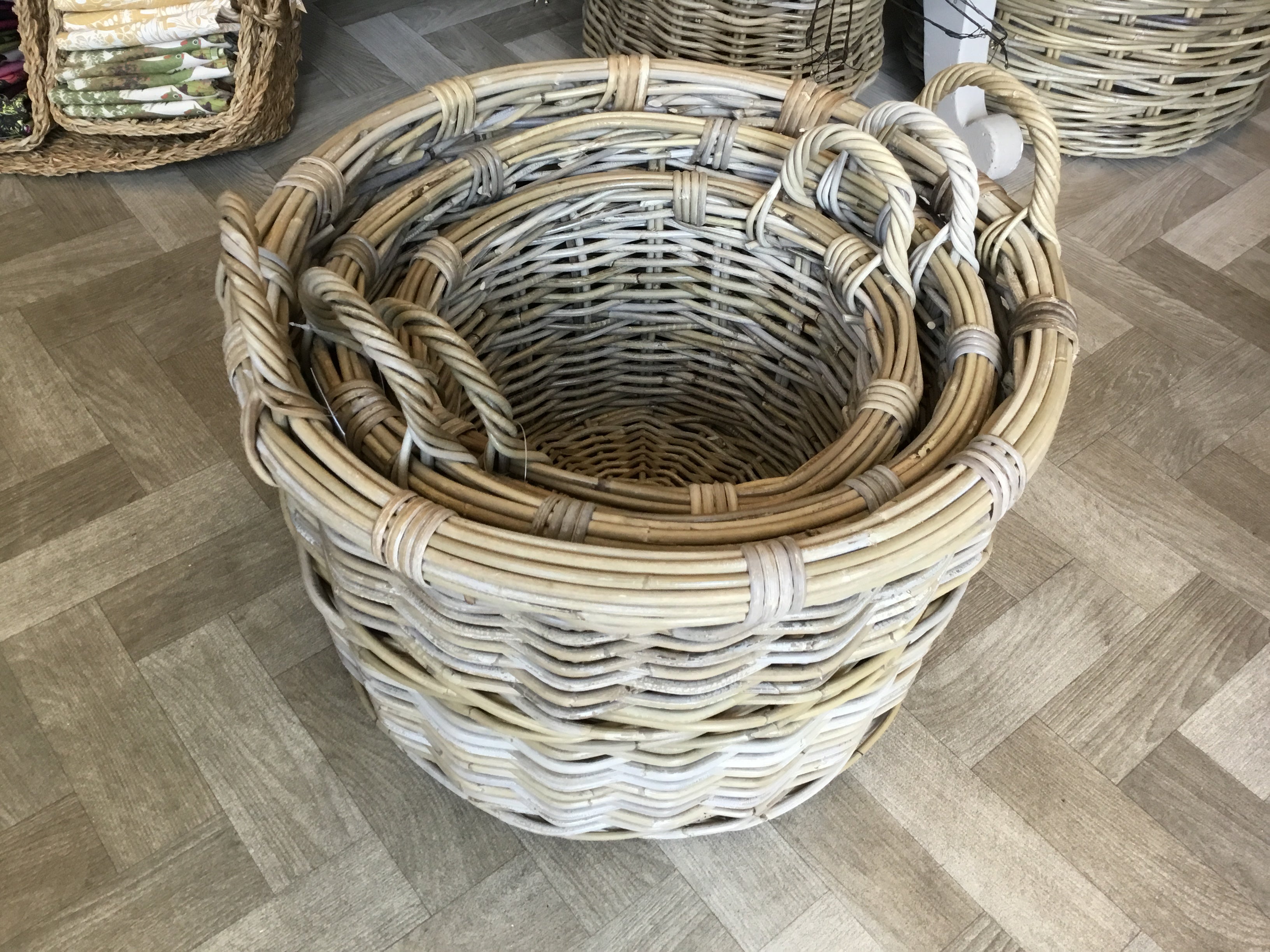 Kubu Round Rattan Basket with Ear Handles - Small