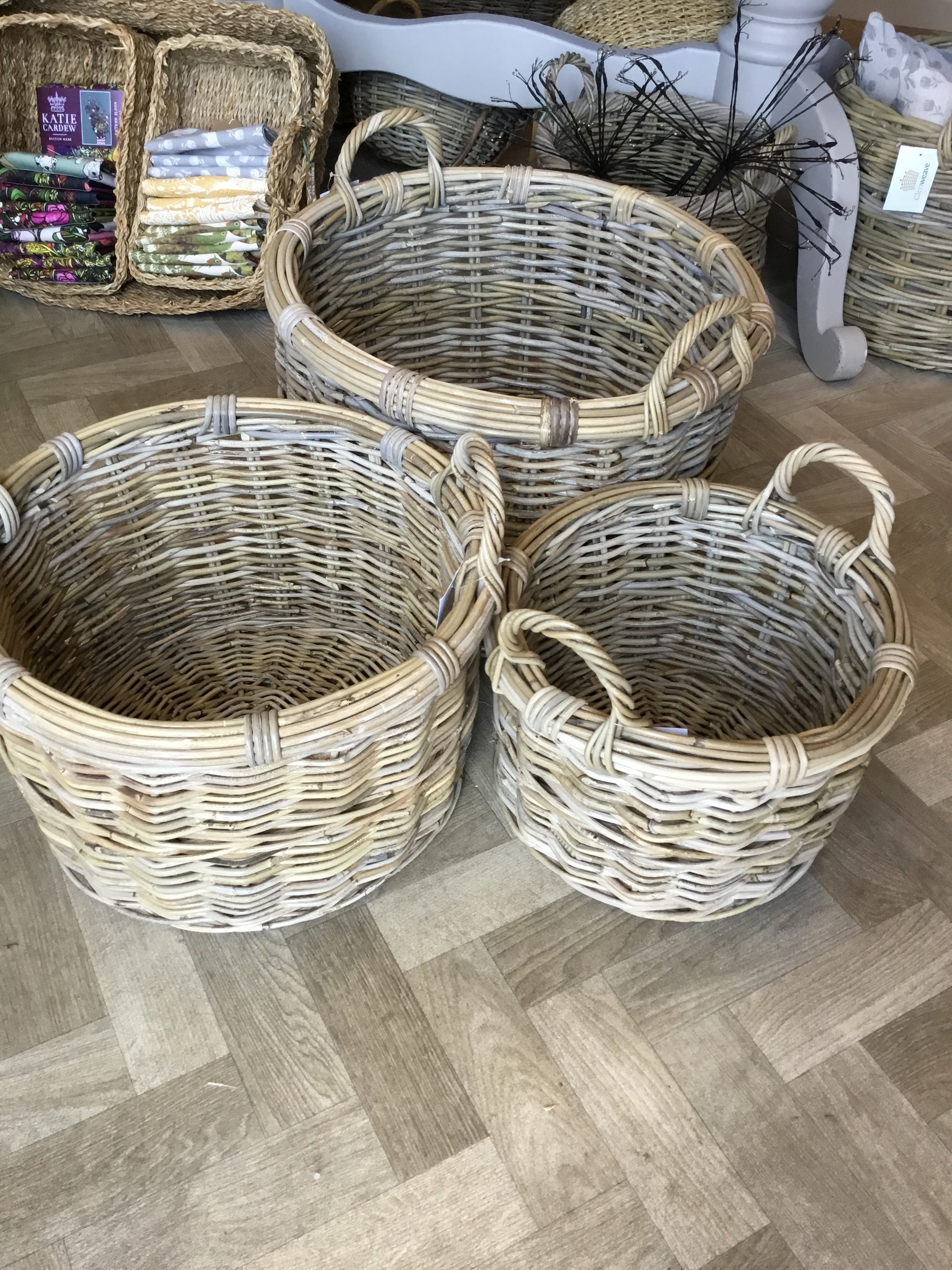 Kubu Round Rattan Basket with Ear Handles - Small