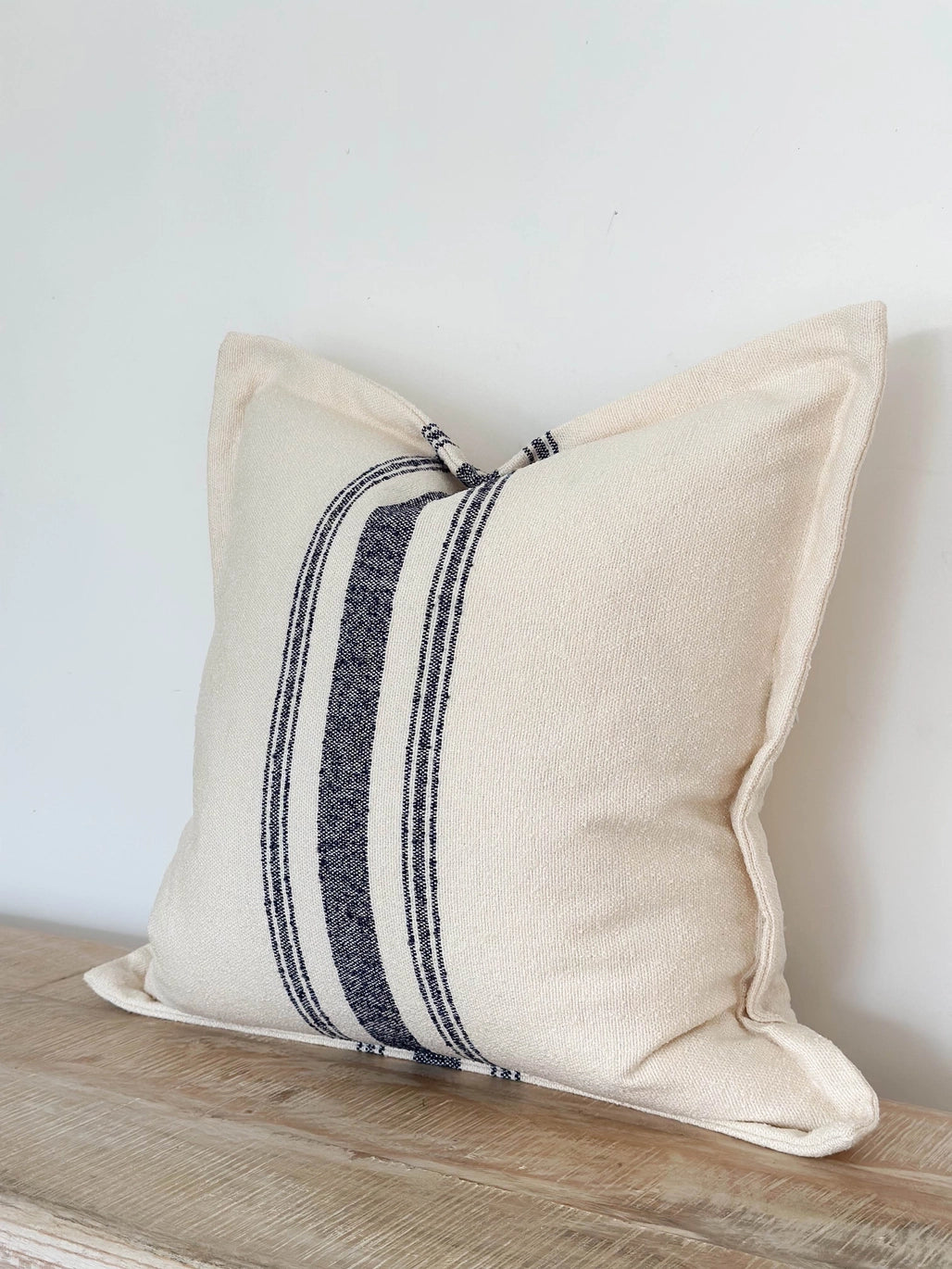 Louie Cushion - Cream & Navy Stripe, Cotton Blend