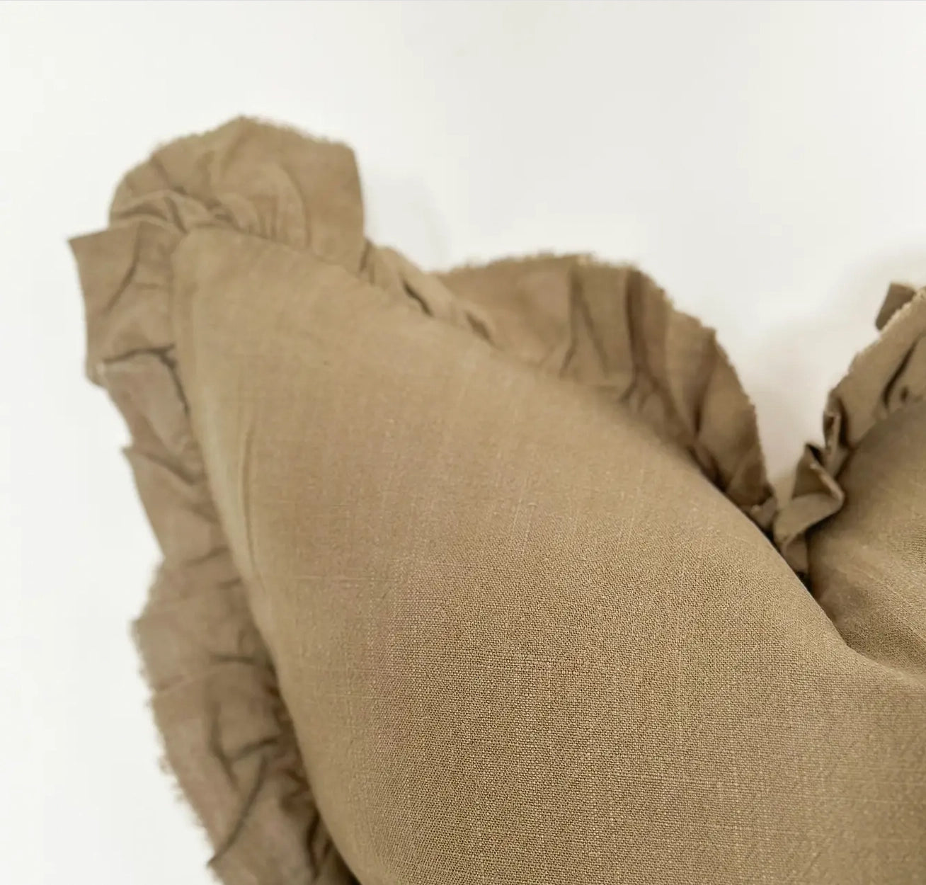 Ruffle Cushion - Olive Linen