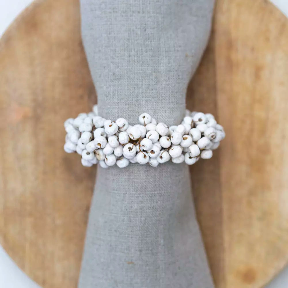 White Berry Wooden Napkin Ring
