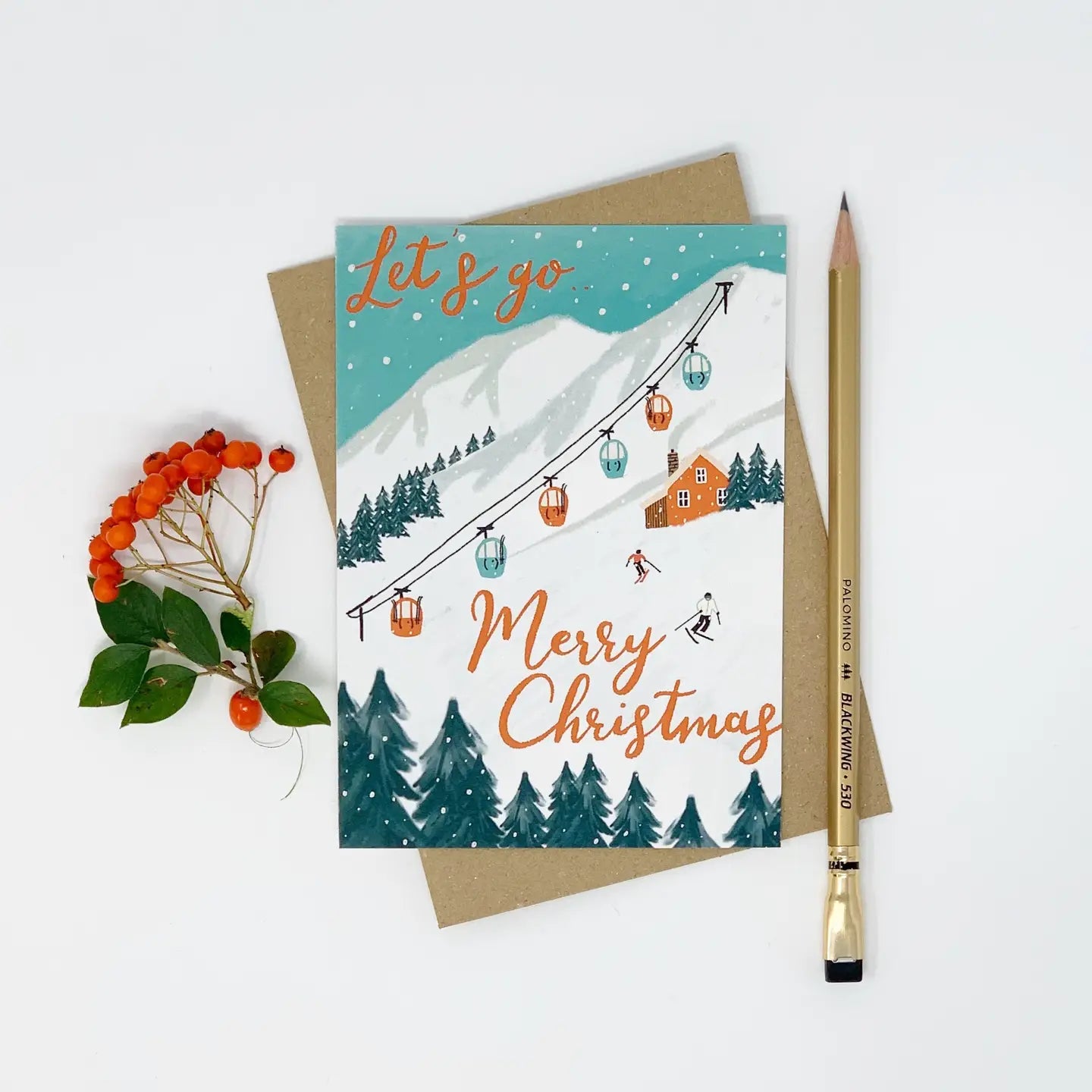 Let’s Go - Merry Christmas Skiing Card