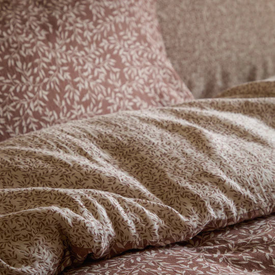 Perrie Leaf Double Duvet Cover set - Cinnamon