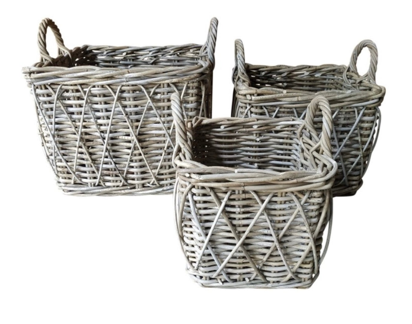 Square Baskets With Handles - Cross Weave Design