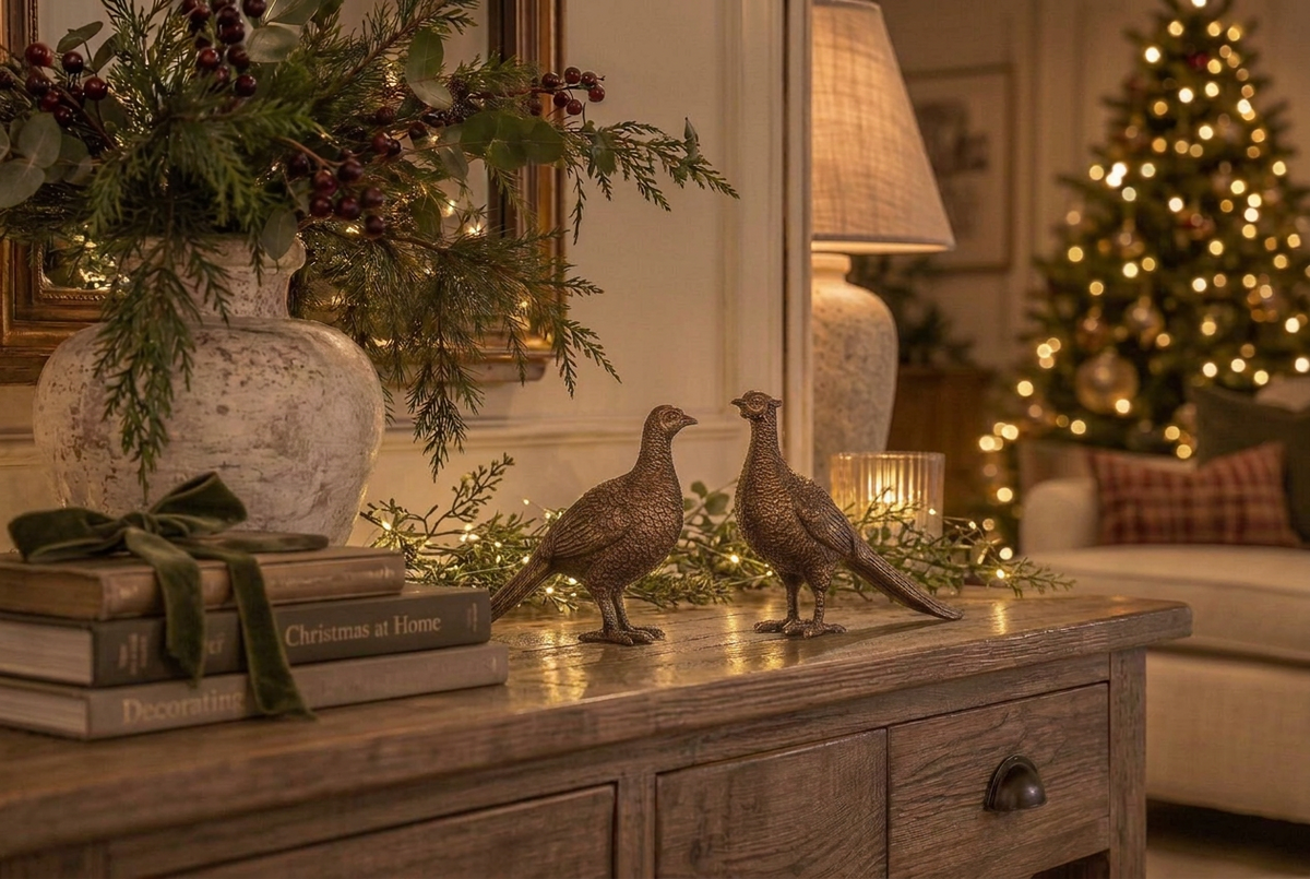 Bronze effect pheasants - set of 2