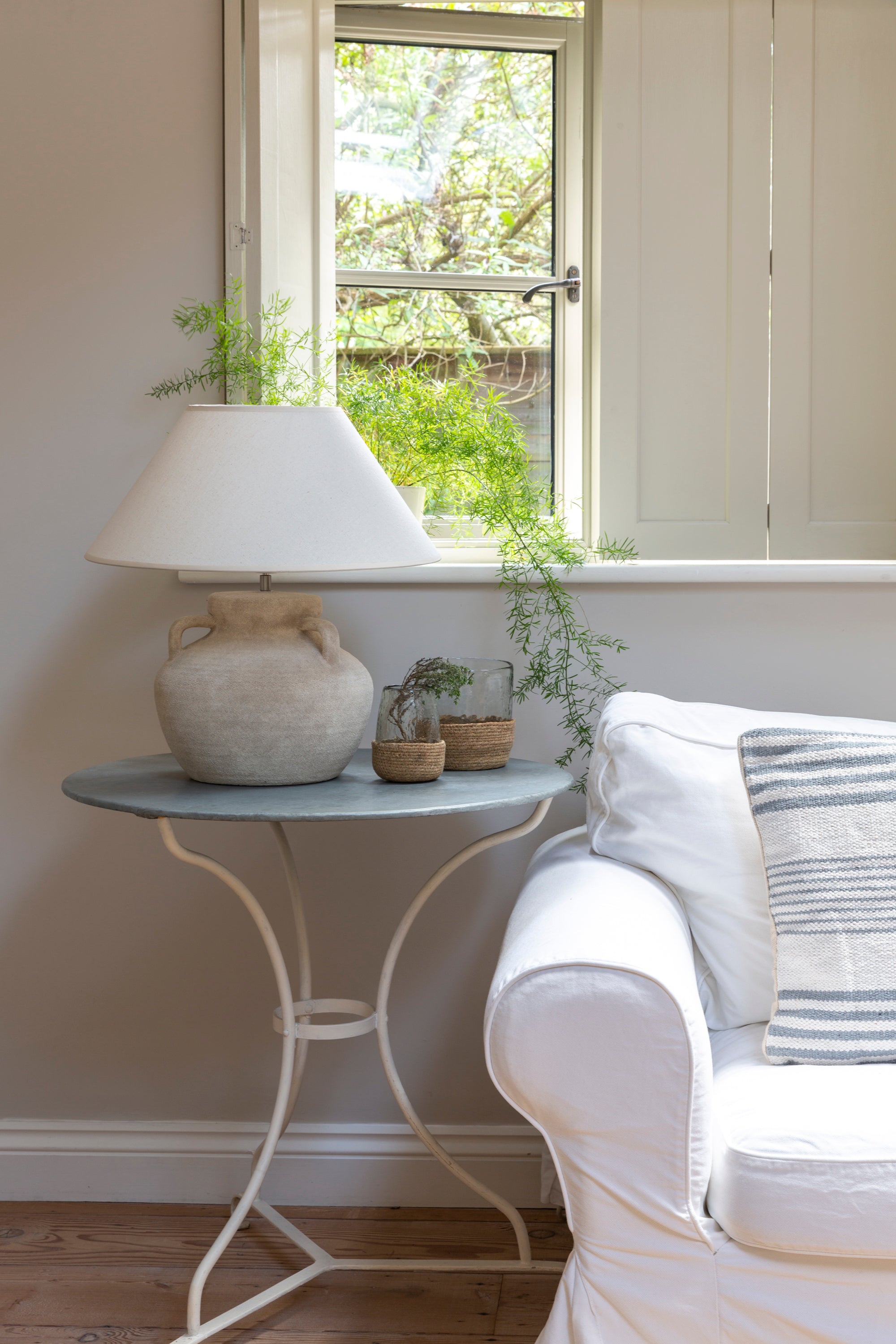 Amphora - Stoneware Lamp with Cream Shade