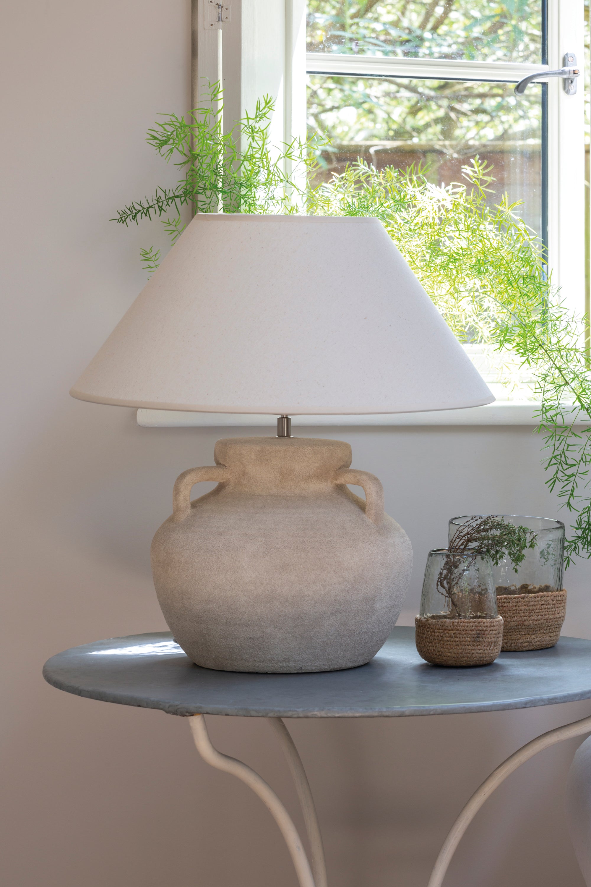 Amphora - Stoneware Lamp with Cream Shade