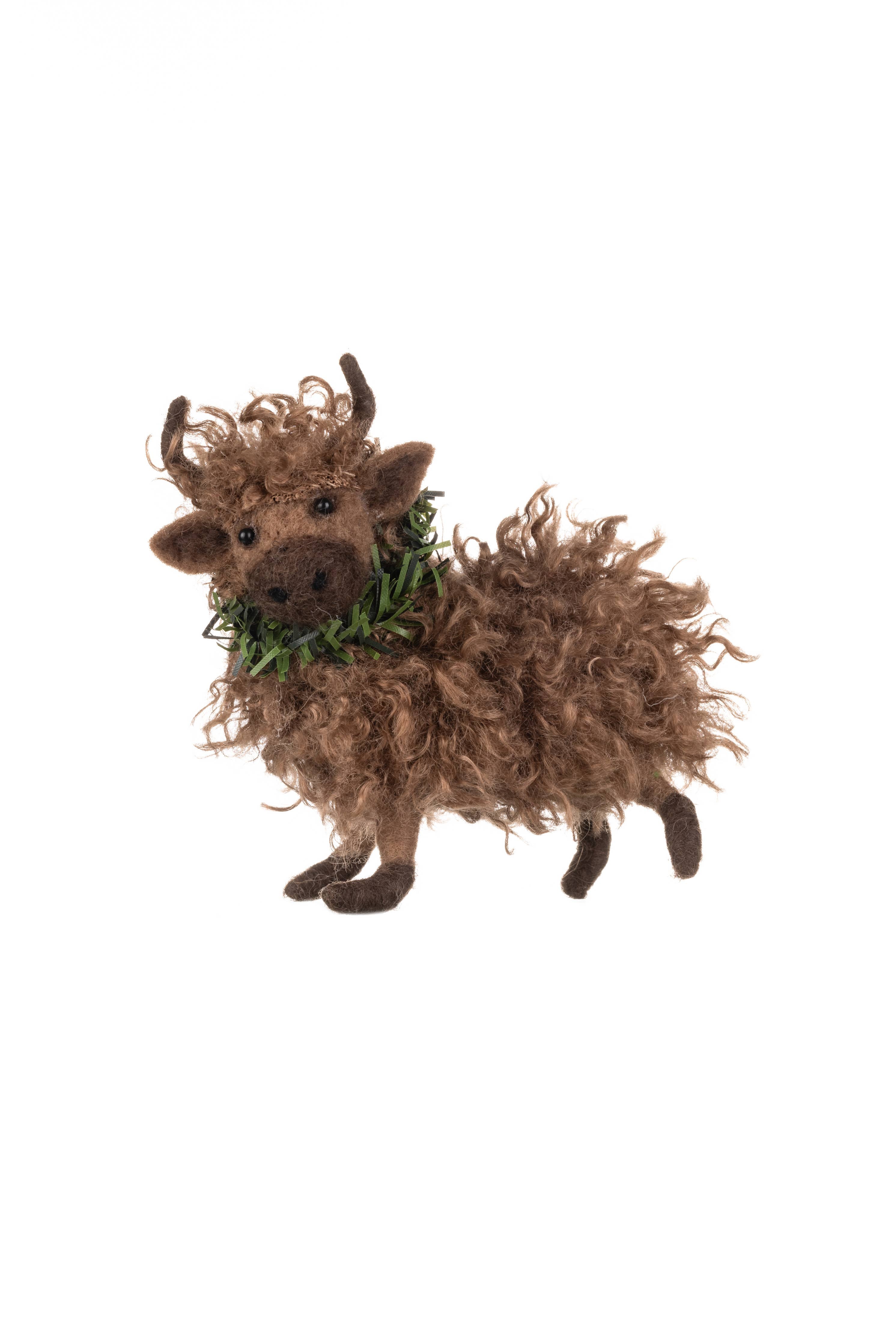 Highland Coo with Green Tinsel