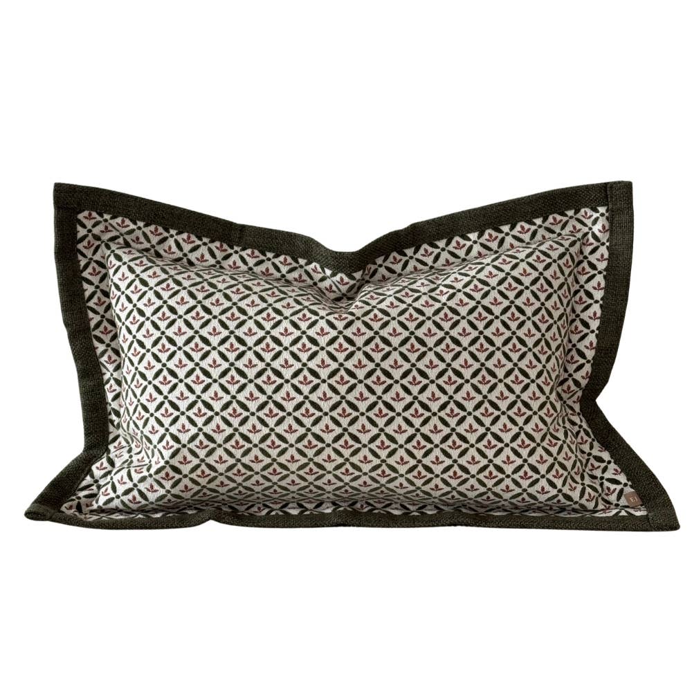 Fleur Olive and Teracotta Print Cushion 50x30