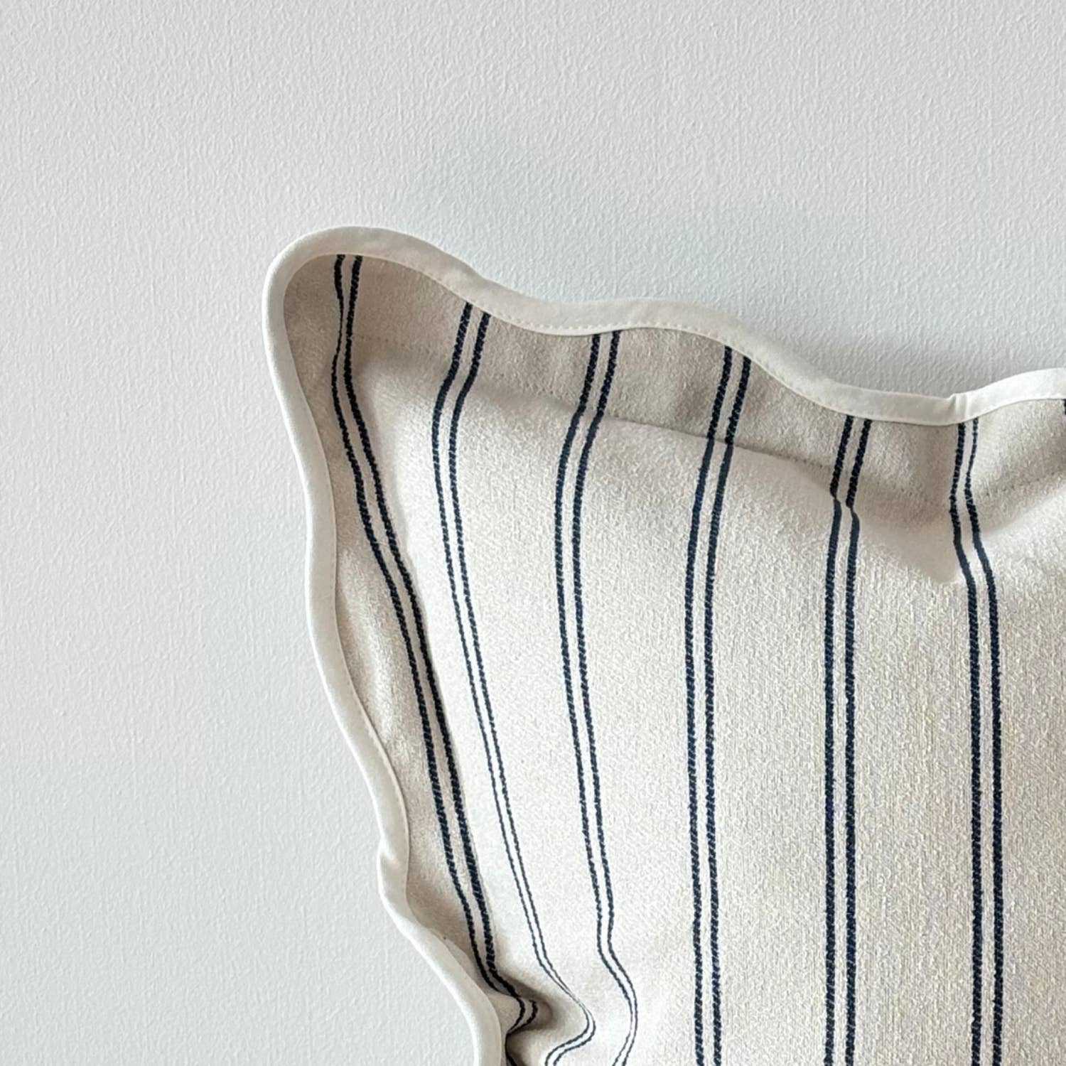 Chloe Nautical Stripe Scalloped Edge Cushion