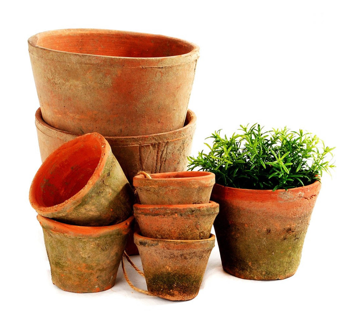 Mossed Redstone Plant Pot and Saucer (13x10cm Pot & 14cm Saucer)