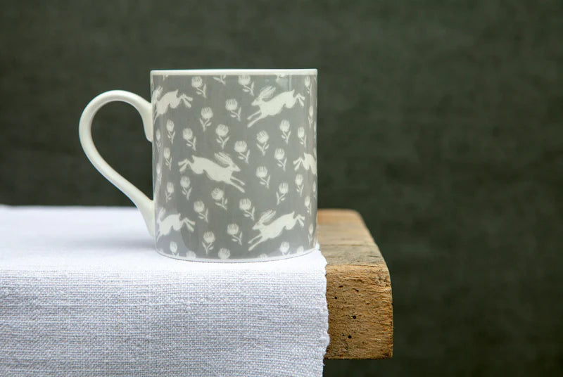 Sam Wilson - Running Hare Grey Pattern Mug