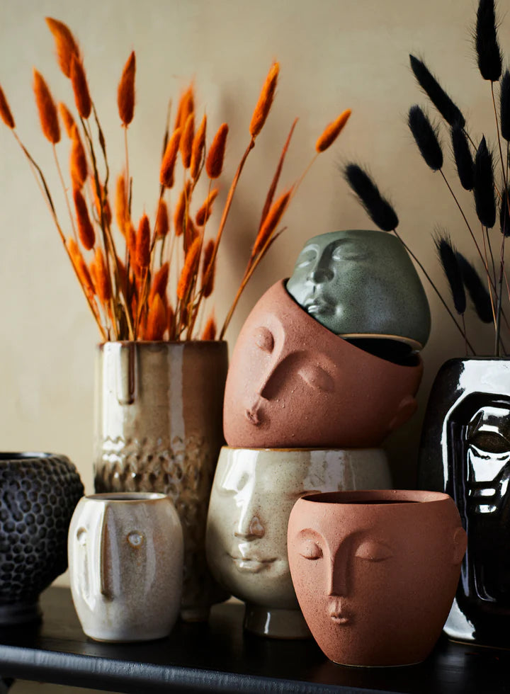 Terracotta Face Pot - Small