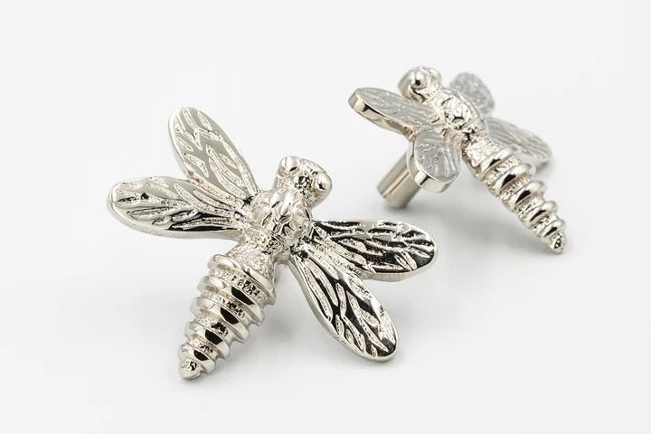 Silver Nickel Dragonfly Knob