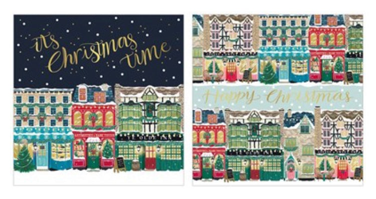Shop Fronts & Streets Christmas Card Wallet (Pack 10 Cards)