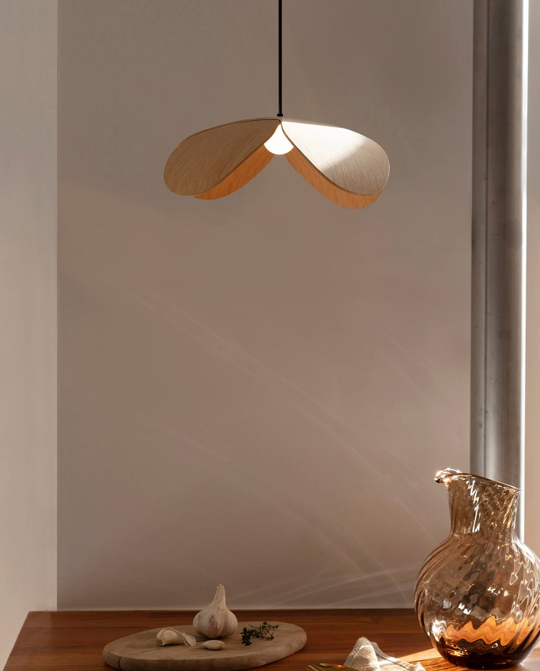 Forget Me Not (Medium Oak) Shade and Rosette Mini Pendant Light