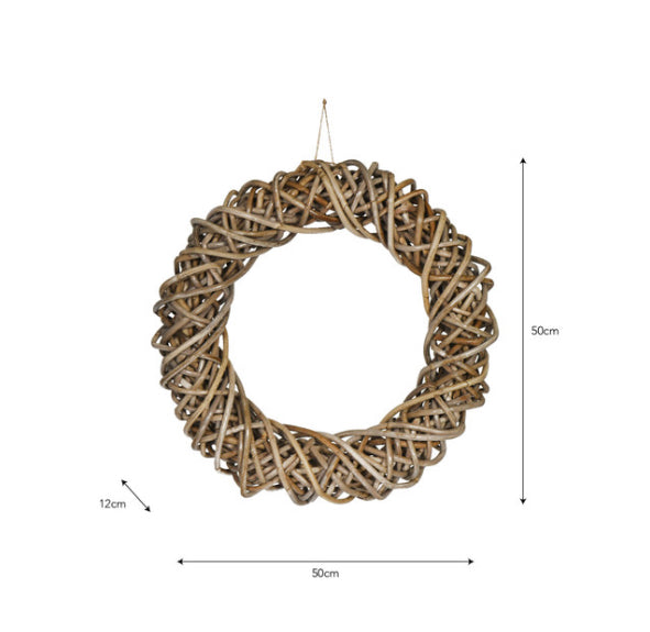 Door Wreath in Rattan - 50cm
