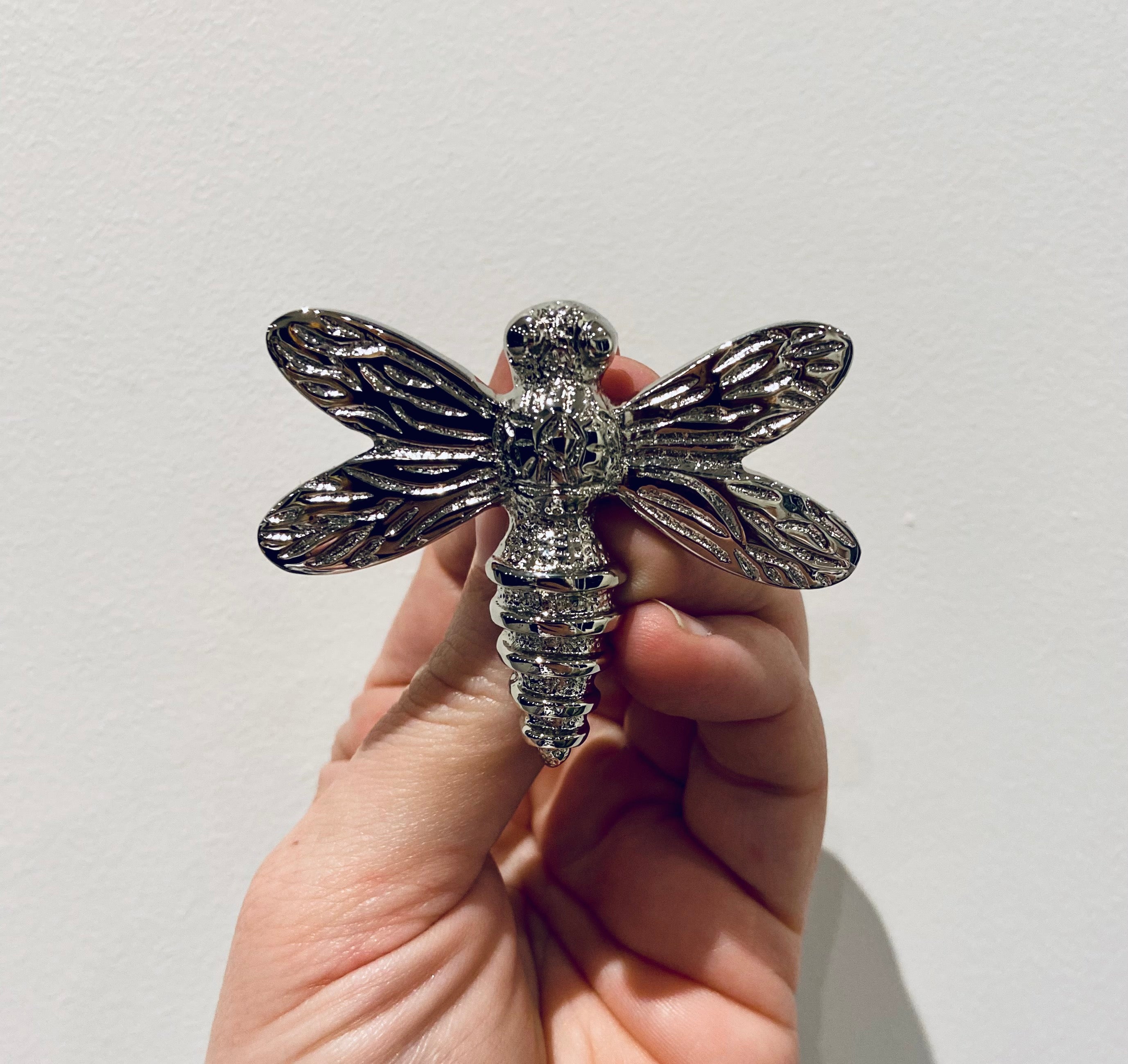 Silver Nickel Dragonfly Knob