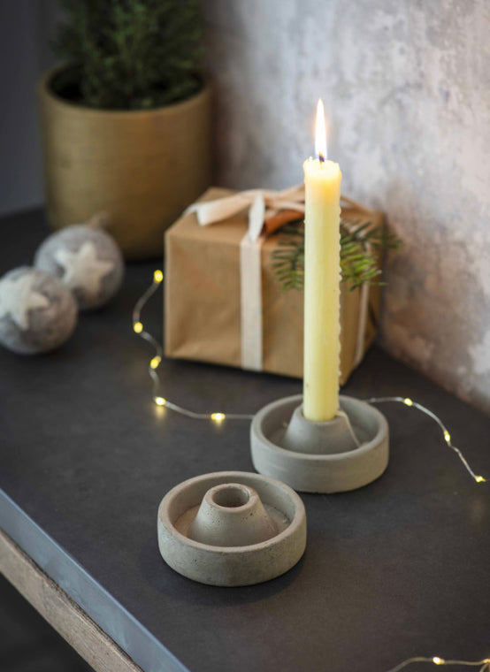 Cement Short Candle Holders - (Set of 2)