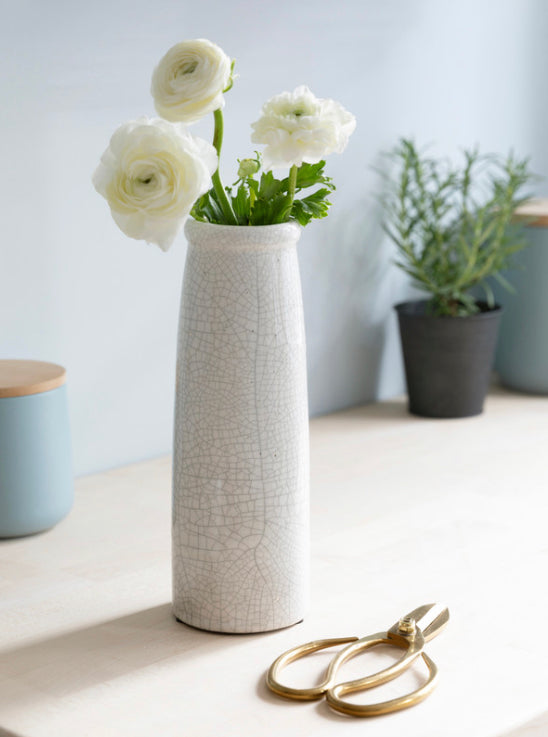 Ravello Bottle Vase - Beige Crackle Effect