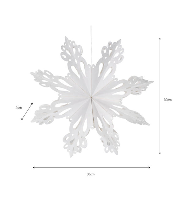 Maddox Warm White Paper Snowflake - Small