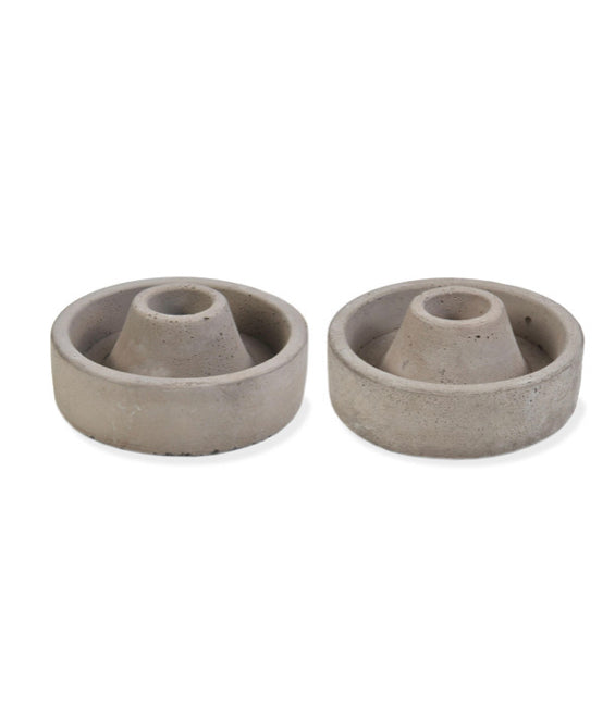 Cement Short Candle Holders - (Set of 2)