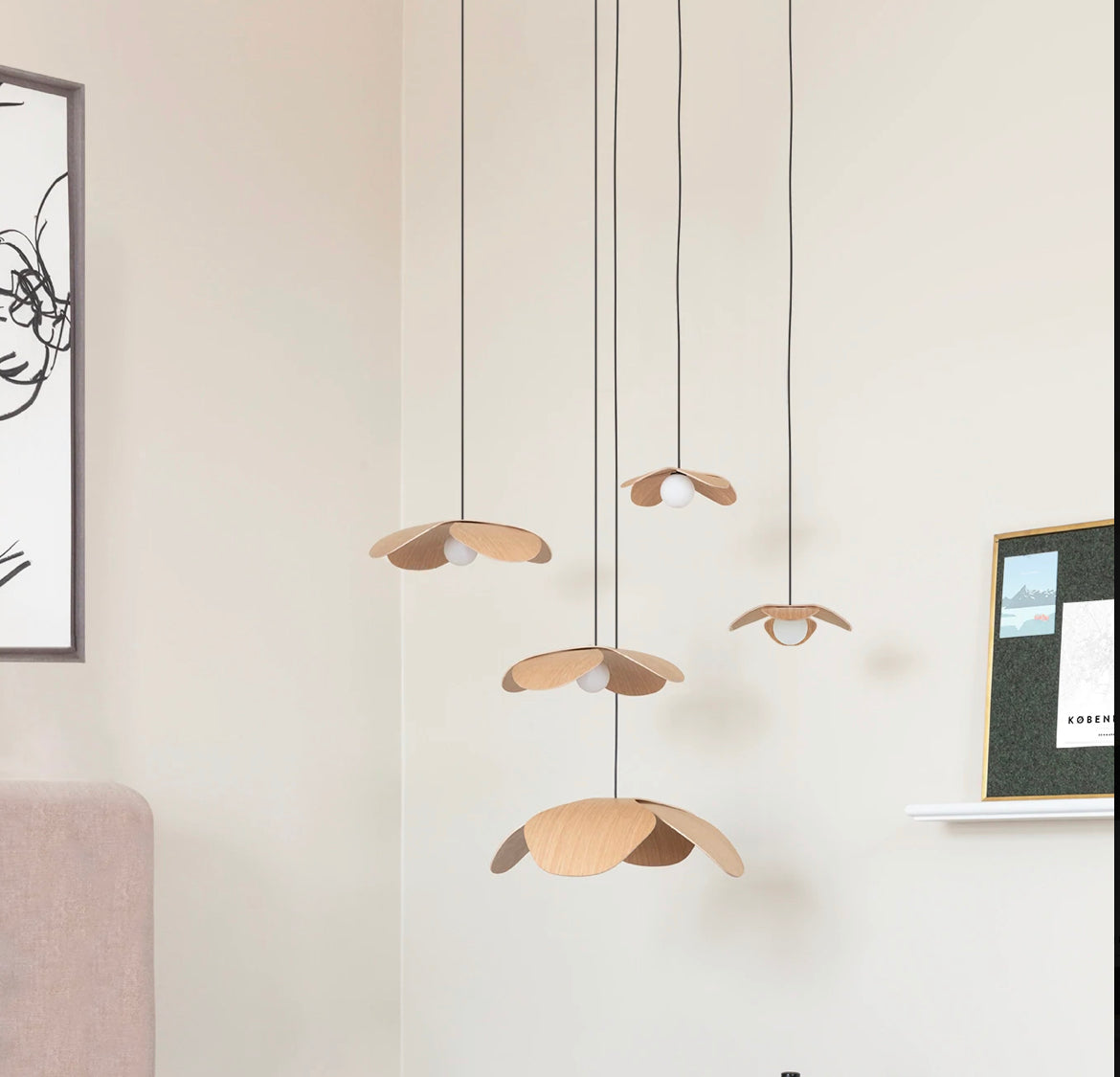 Forget Me Not (Medium Oak) Shade and Rosette Mini Pendant Light